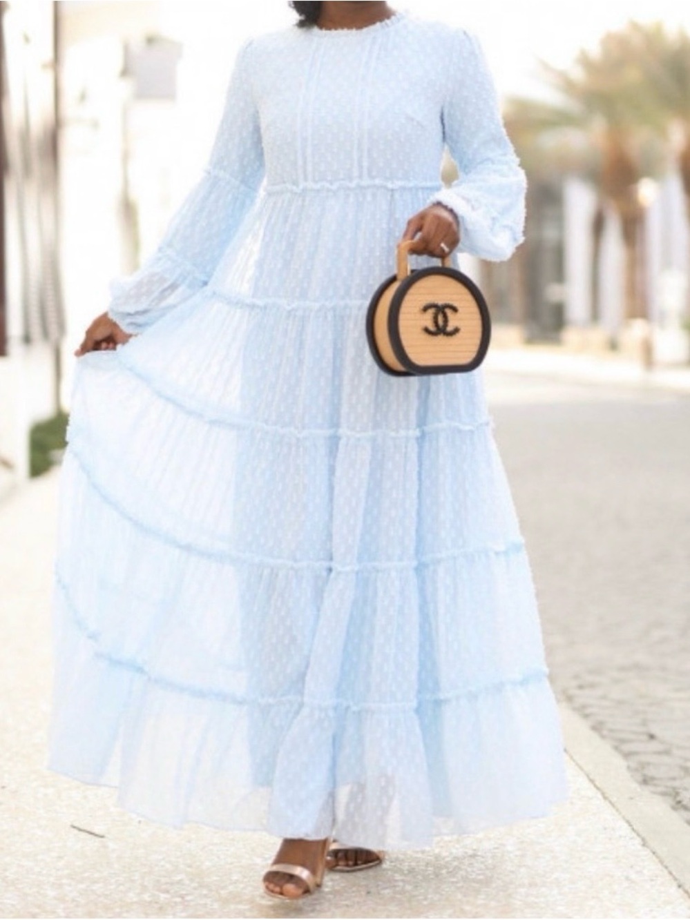 Dainty Jewells Light Blue Tiered Maxi Dress